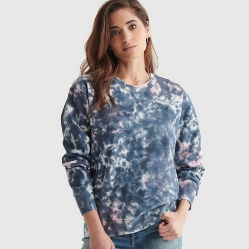 Lucky Brand Black and Pink Tie Dye Sweatshirt Women's sz L